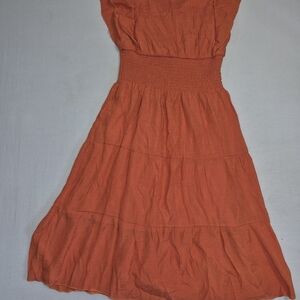 Women’s Orange Smocked Waist Dress